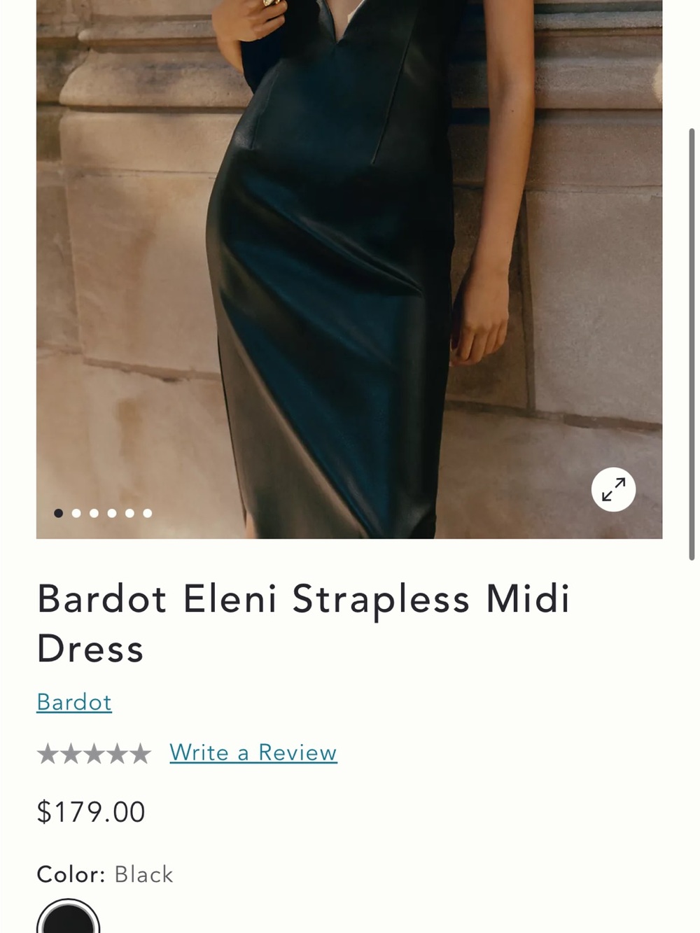 Leather Bardot Black Strapless Midi Slip Dress